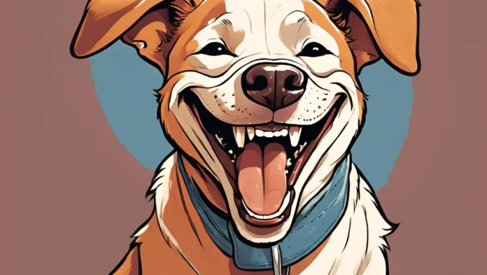 chien heureux montrant une expression faciale qui ressemble à un sourire humain
